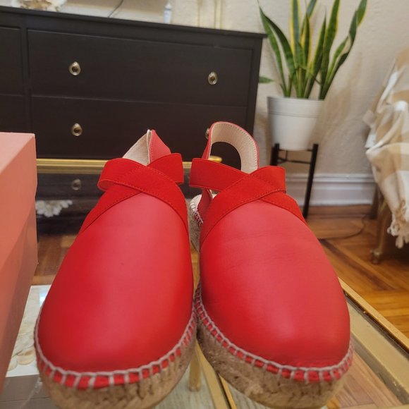 NWT Gaimo genuine leather red espadrilles size eu 38 us 8 - Picture 2 of 7